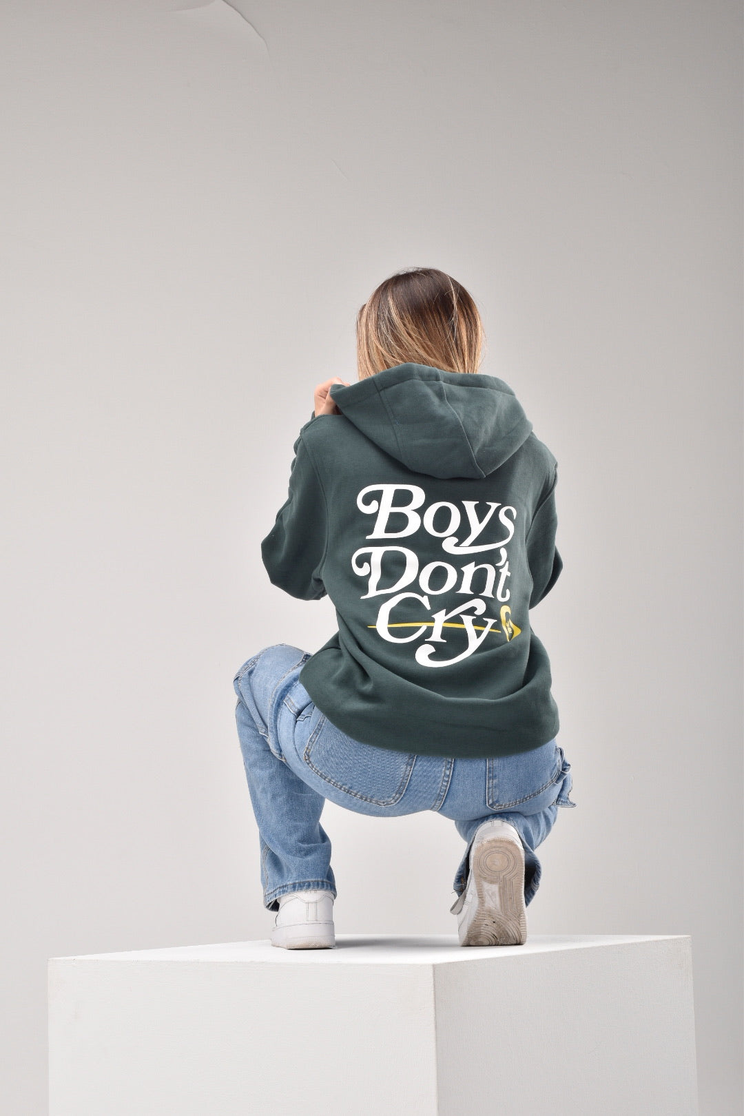 BOYS GREEN RETRO HOODIE